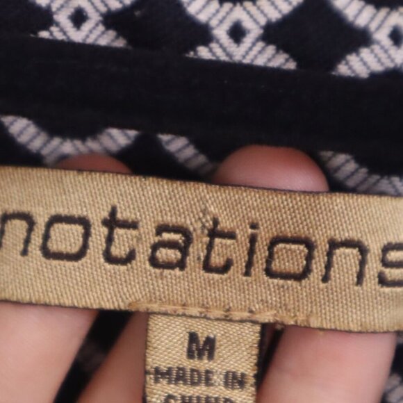 EMBROIDERED BLAZER M Notations 90s Y2K Rings Black White Office Work Boxy Spring - Picture 4 of 6